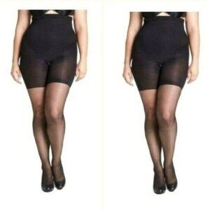LOT OF 2 Spanx High Waist Shaping Sheers Plus Size G Black Sheer Control Top